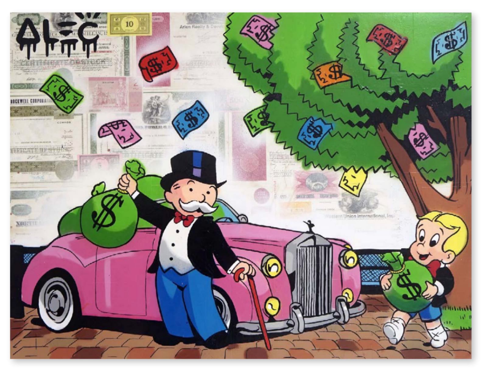 Monopoly, Richie Pink British Luxury Car with $ Bags