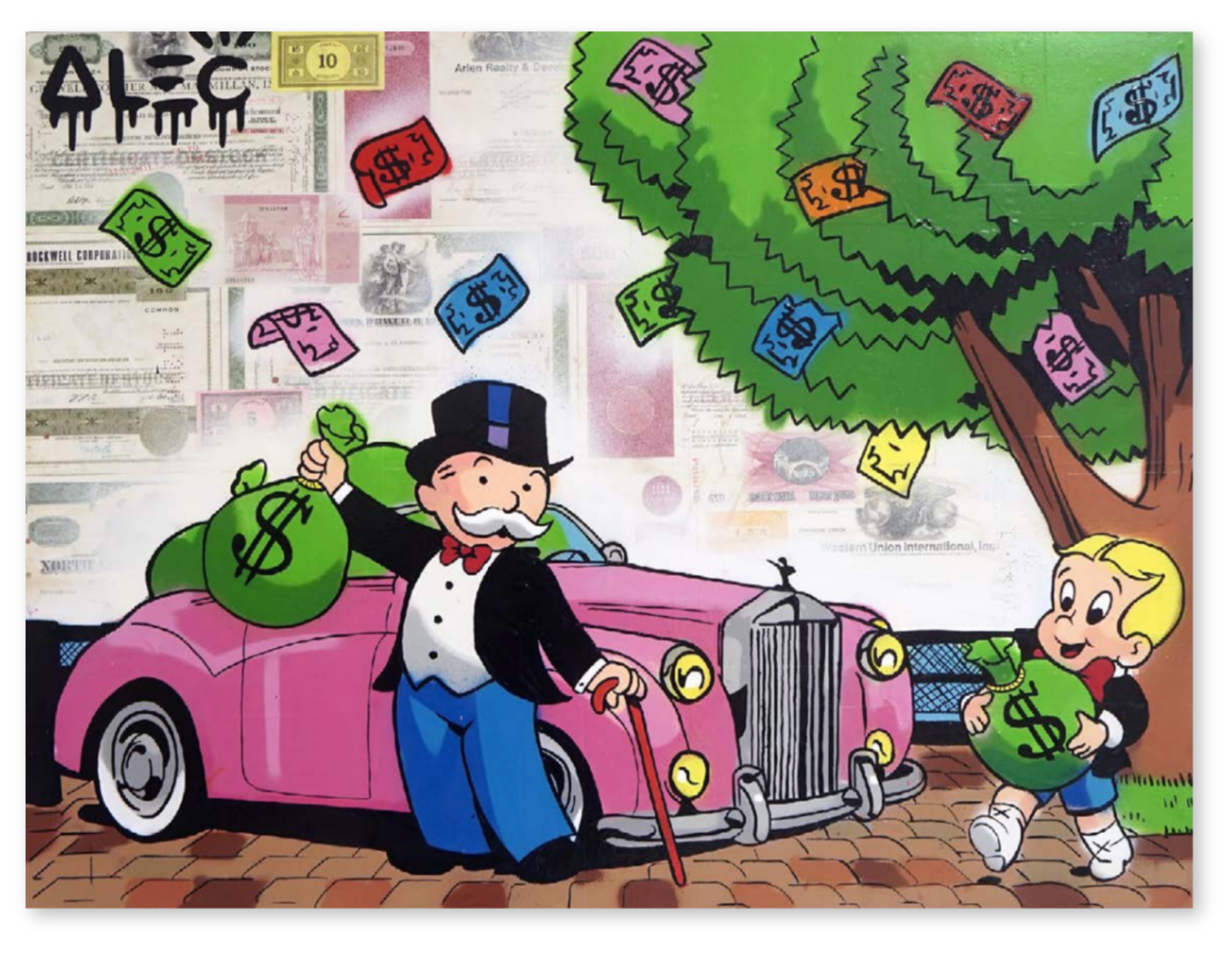 Monopoly, Richie Pink British Luxury Car with $ Bags