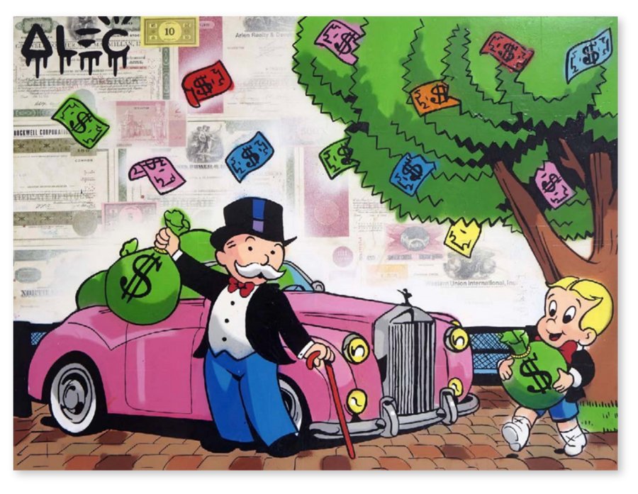Monopoly, Richie Pink British Luxury Car with $ Bags