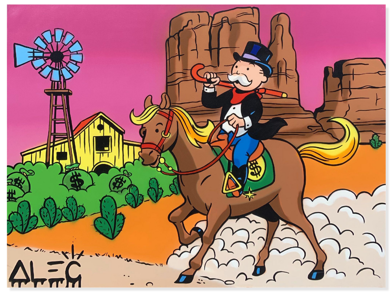 Monopoly Horseback Riding Through Desert Painting