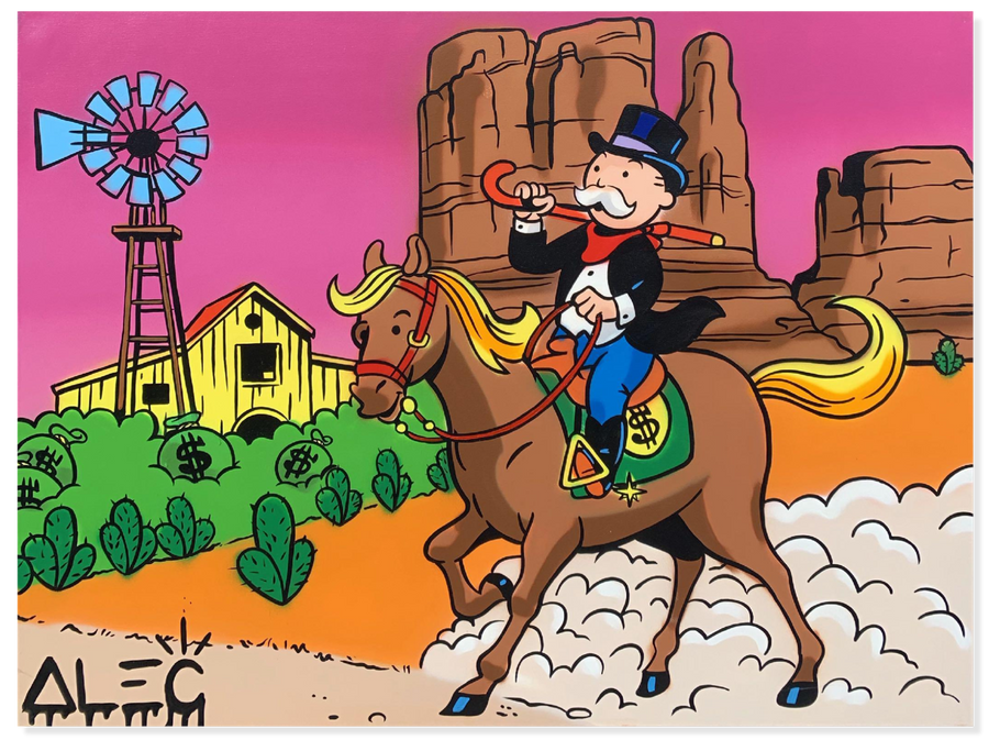 Monopoly Horseback Riding Through Desert Painting