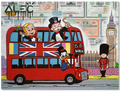 $ Team Riding Double Decker Red Bus in London