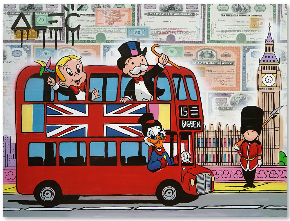 $ Team Riding Double Decker Red Bus in London