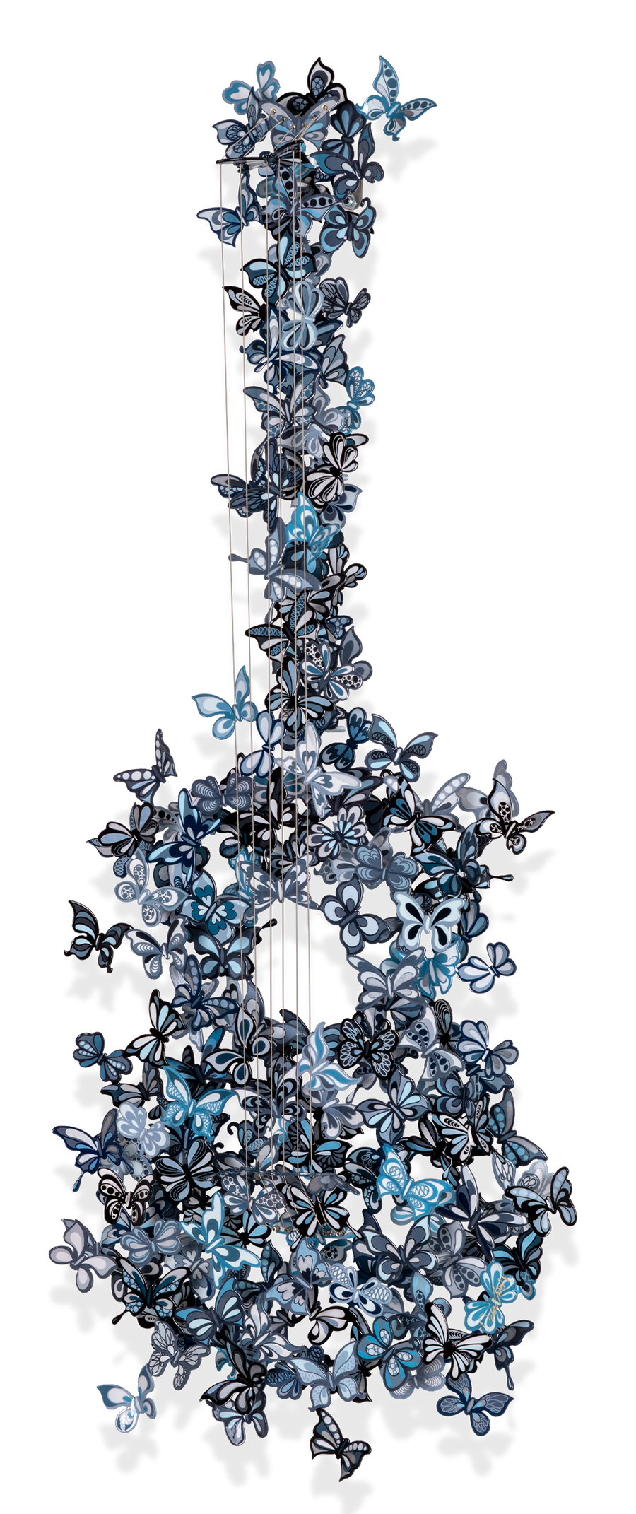Butterfly Guitar Making Beautiful Music - B&W