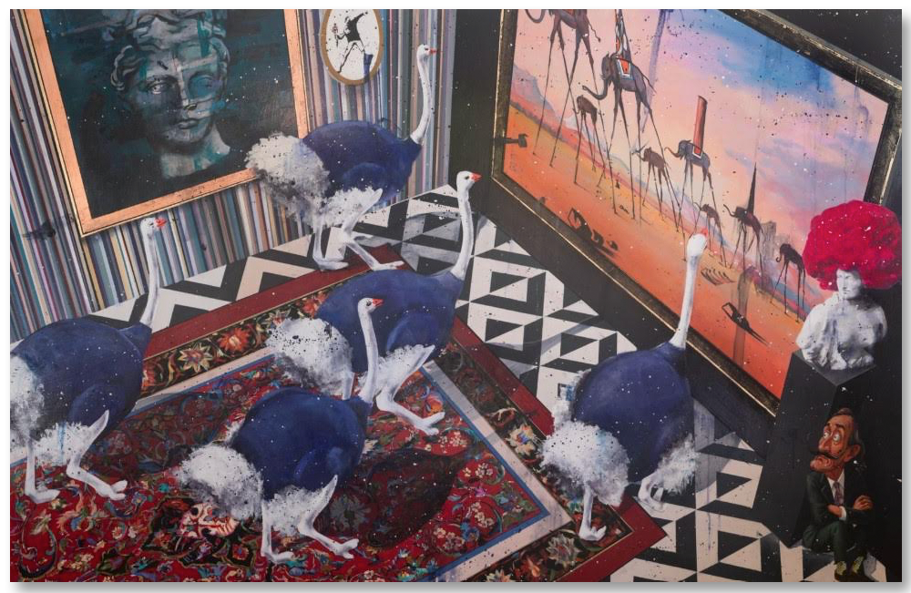 Ostriches Invasion in the Gallery