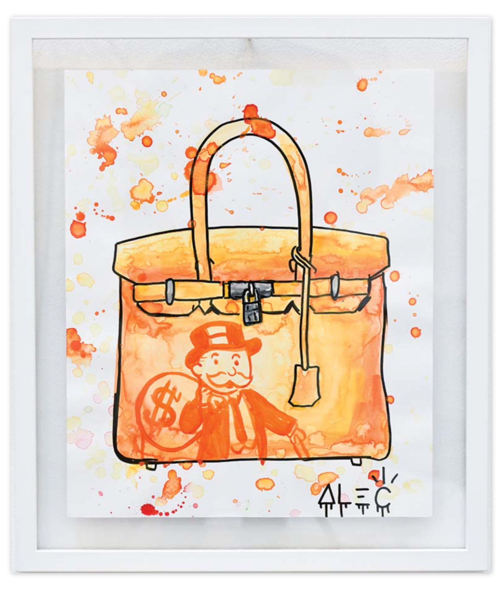 Monopoly $ Bag Orange Bag Paper - Watercolor