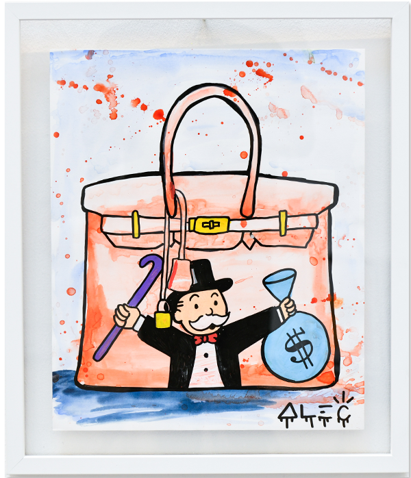Monopoly Cane and $ Bag Red Bag Paper - Watercolor