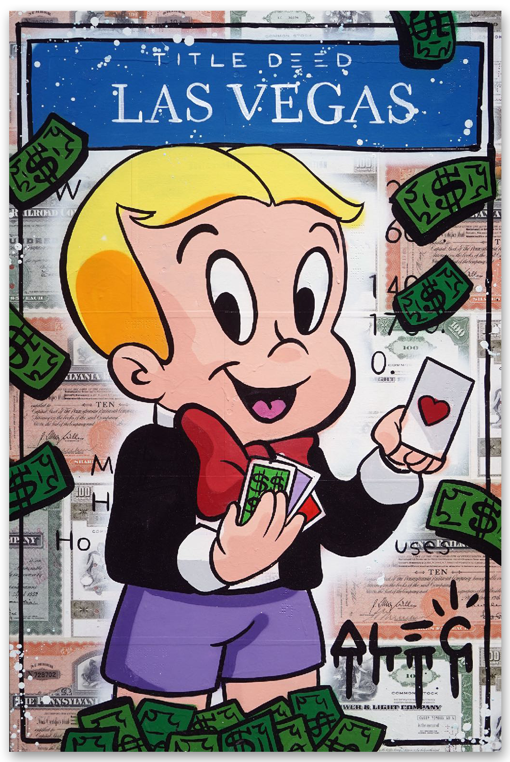 Richie Holding Cards and Cash Las Vegas Title Deed
