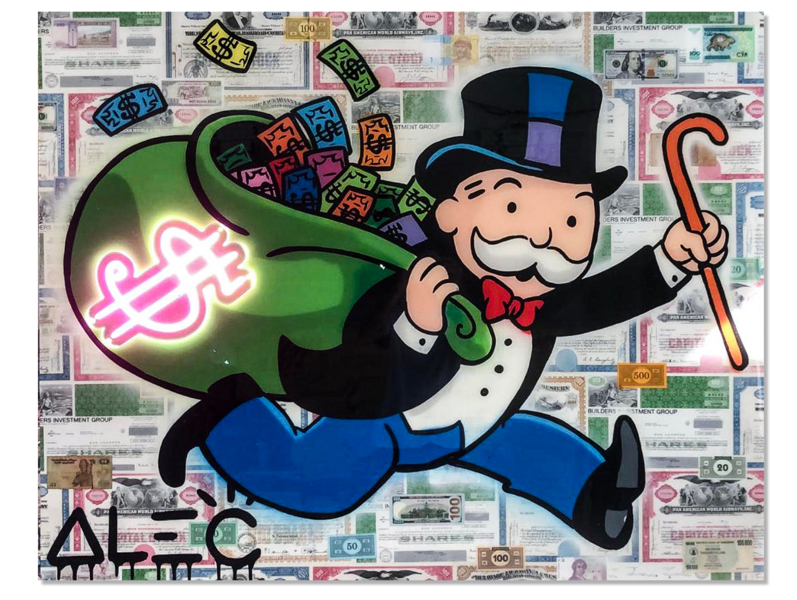 Monopoly Big $ Bag Run Colorful Cash Neon