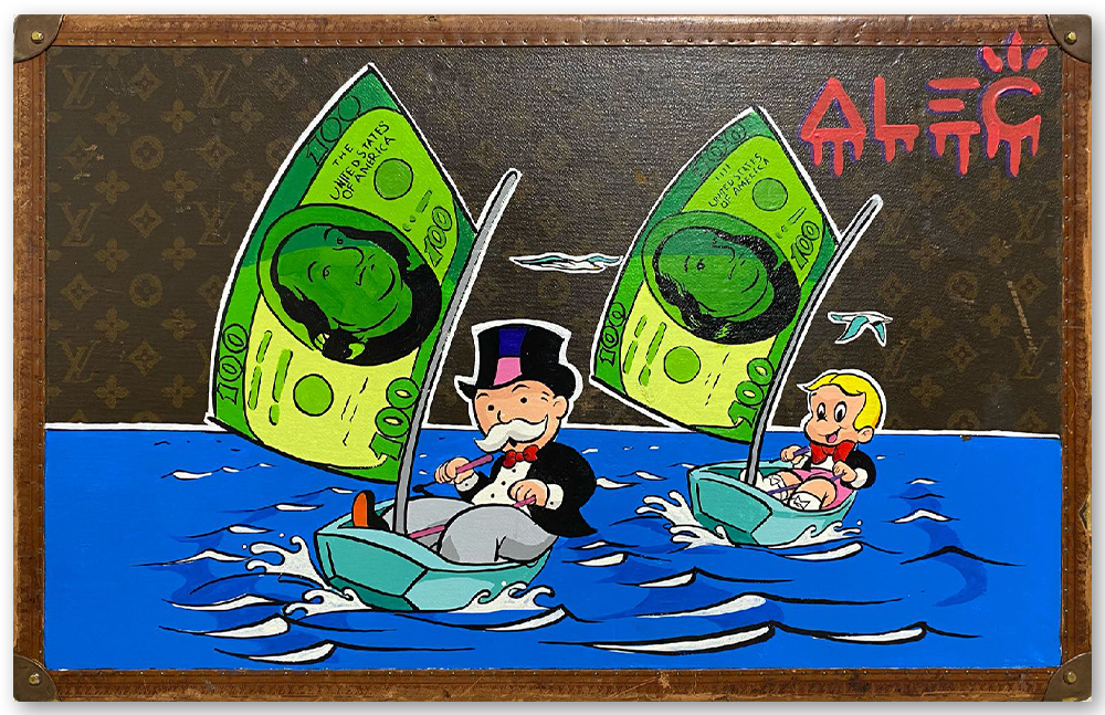 Monopoly and Richie $100 Bill Windsurfing Trunk