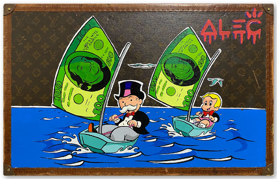 Monopoly and Richie $100 Bill Windsurfing Trunk