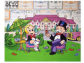 Richie and Monopoly Caviar on Lawn of Mansion