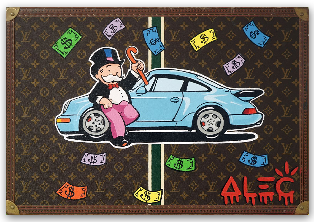 Monopoly Pink Cane up on Light Blue German Car Trunk