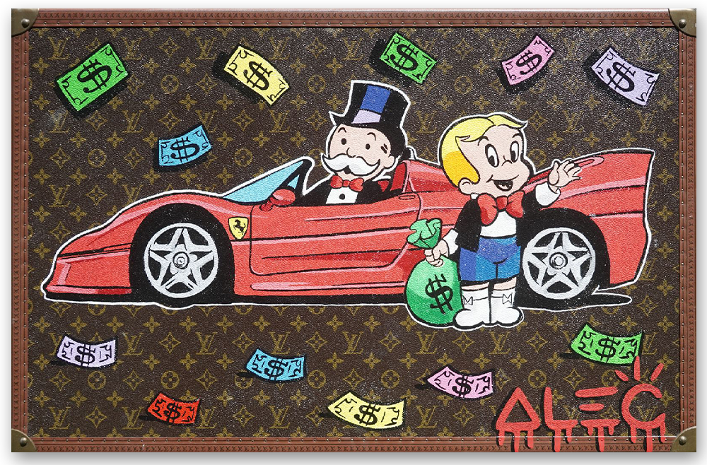 Monopoly and Richie Convertible Red Italian Luxury Car Trunk