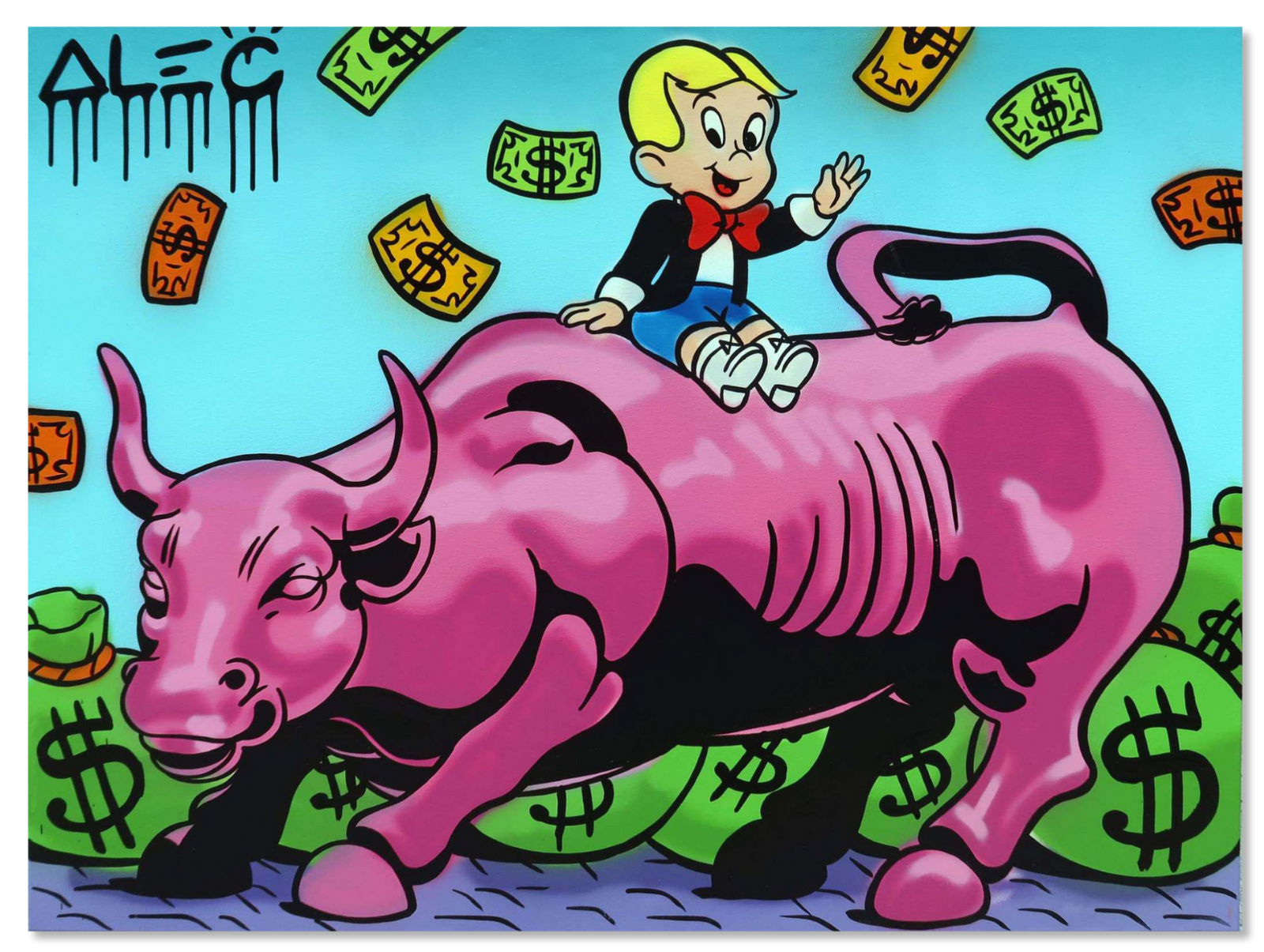 Richie with Pink Wall St. Bull Blue