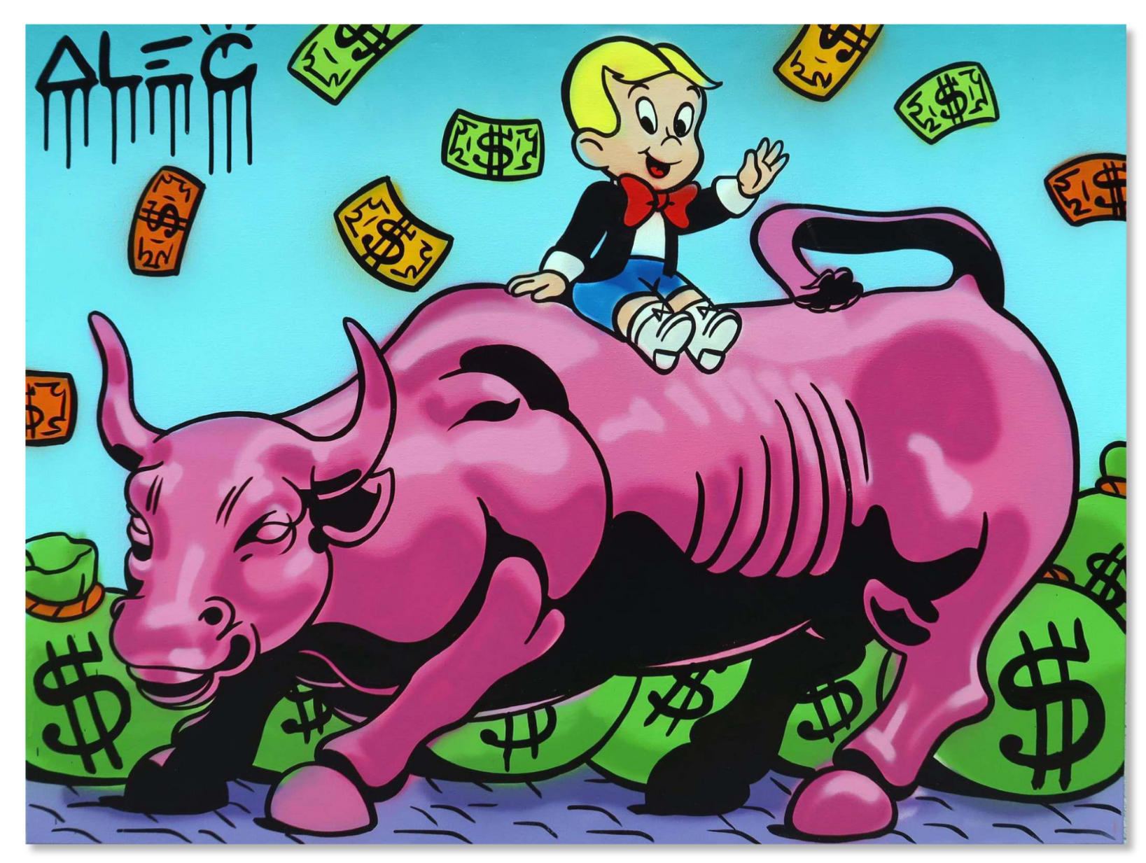 Richie with Pink Wall St. Bull Blue