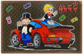 Monopoly and Richie on Back on Red Car Trunk