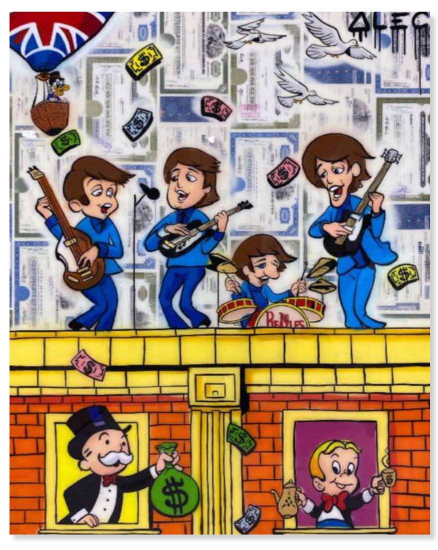 Beatles Playing on Building Rooftop with $ Team
