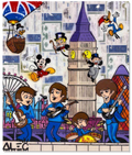 Beatles Playing with Characters over London Skyline