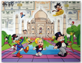 $ Team and Characters Walking in Front of Taj Mahal