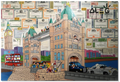 Characters and Cars Crossing London Bridge