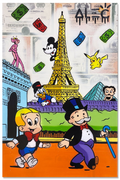Monopoly and Richie with Characters Walking by Paris