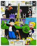 Monopoly and Richie with Characters Paris Landmarks Blanket