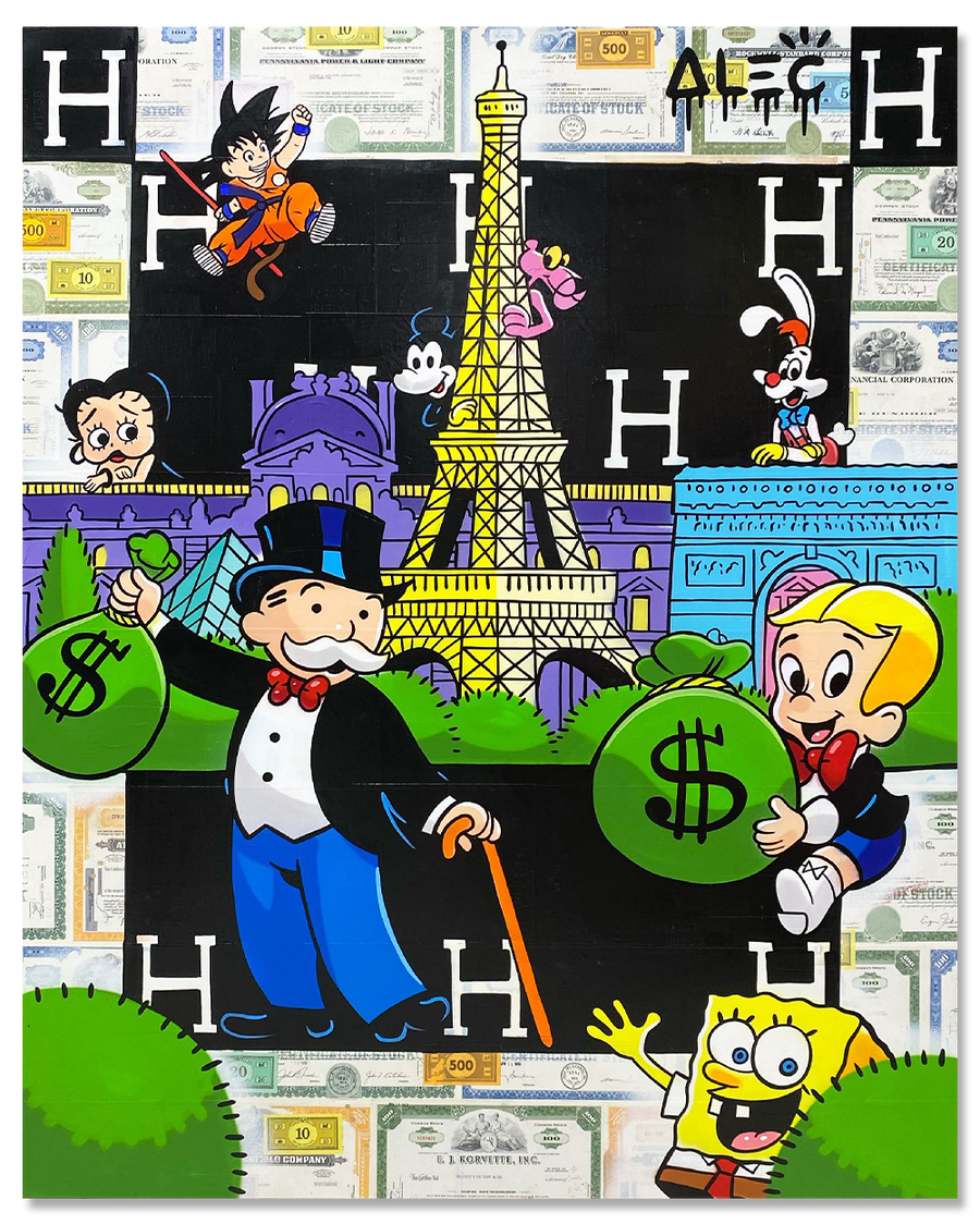 Monopoly and Richie with Characters Paris Landmarks Blanket