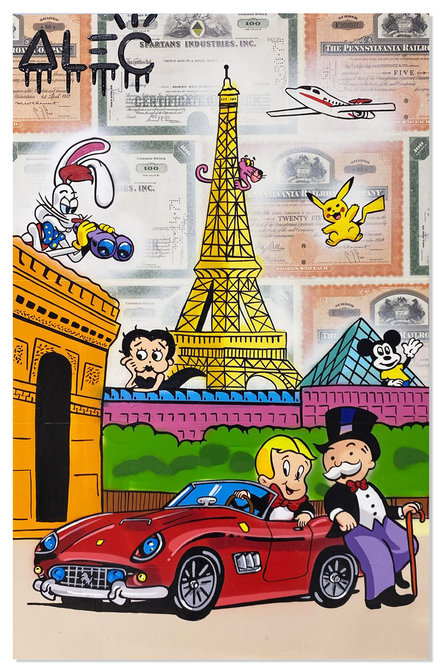 Richie and Monopoly Red Ferrari Parked Paris