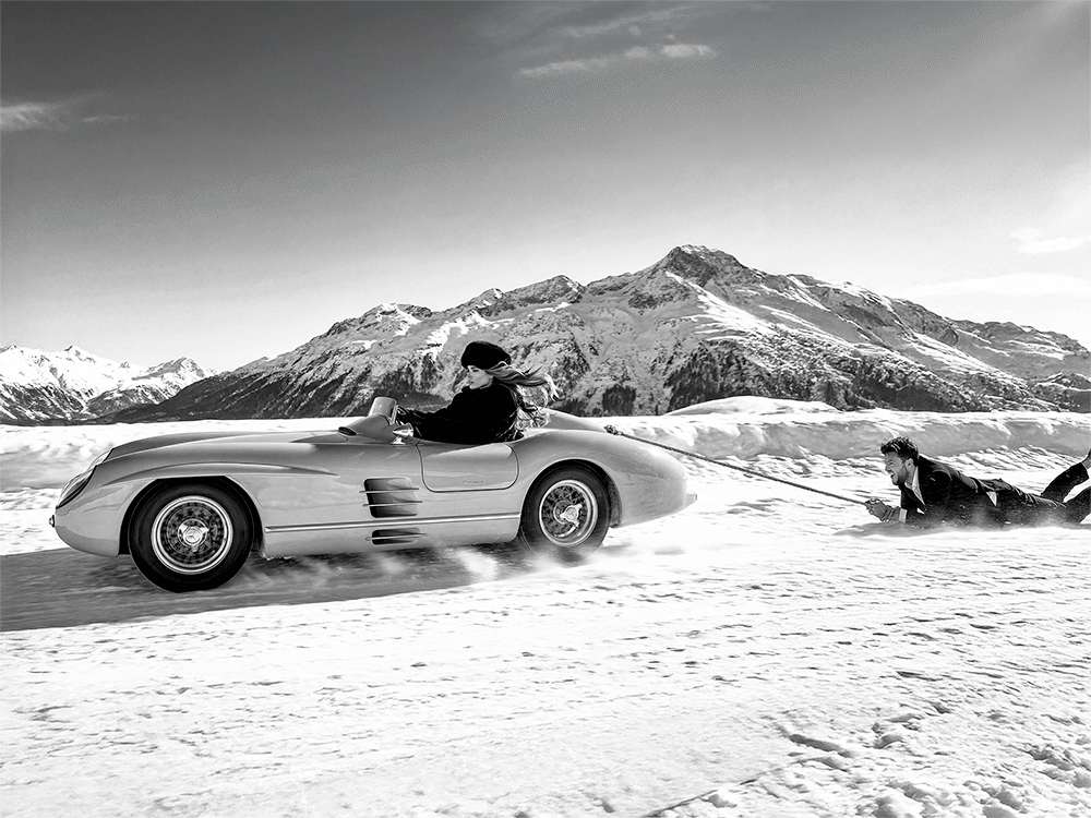Woman in SLR Black and White