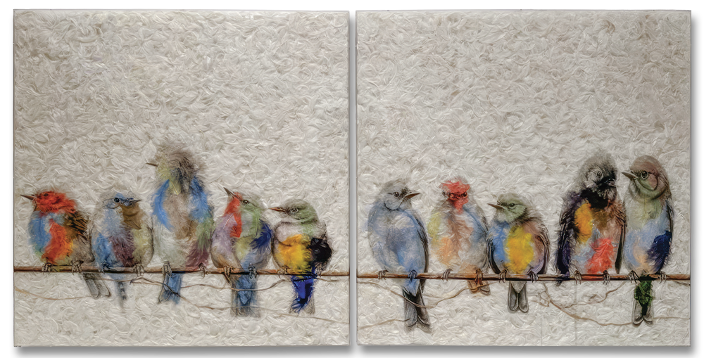 Birds on a Branch Diptych