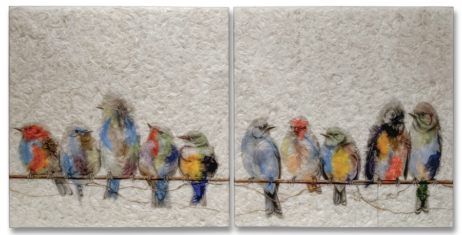 Birds on a Branch Diptych