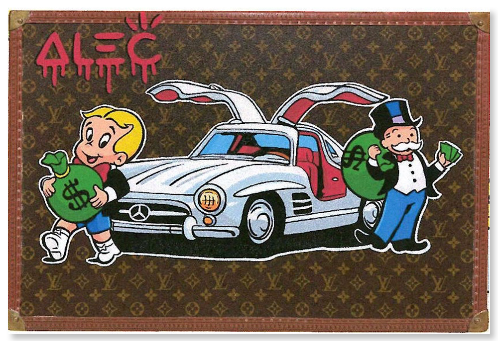 Monopoly & Richie Holding Money Bags with Grey Car - Trunk