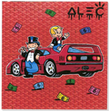 Monopoly & Richie on Trunk with Red Car