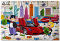 Monopoly and Richie Red Car Butterly Doors and Jet NYC Skyline