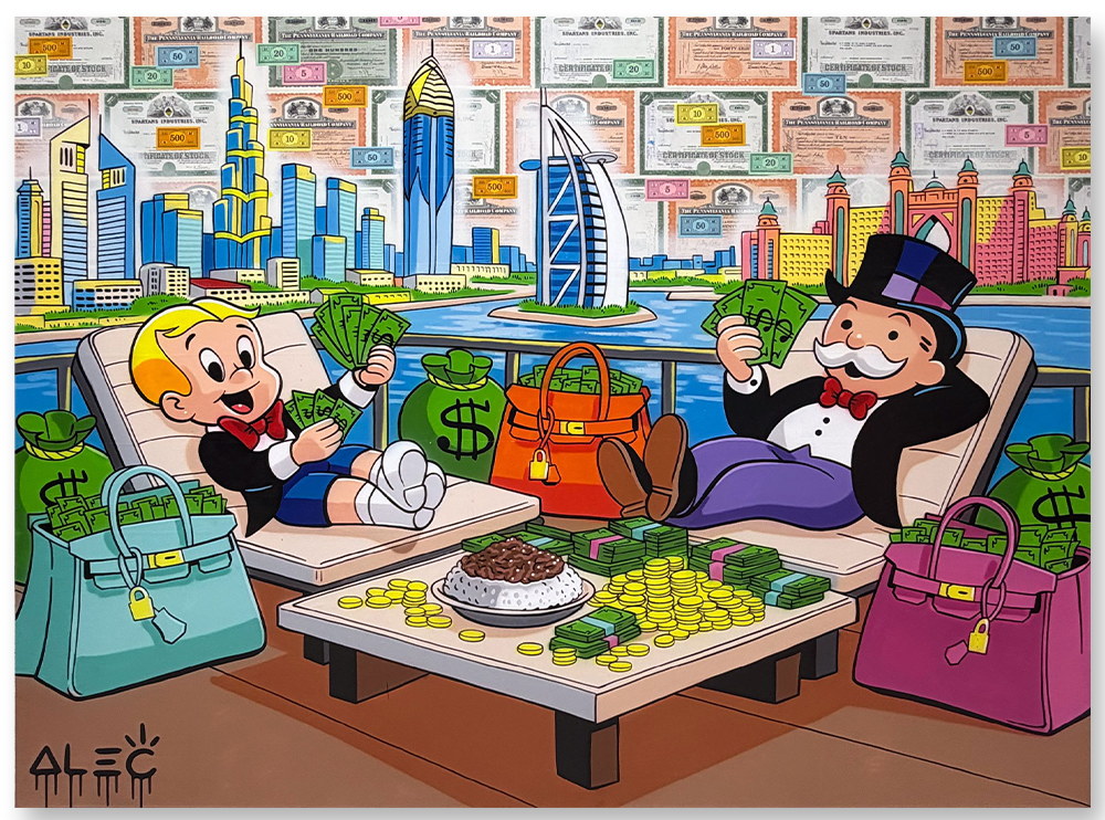Richie and Monopoly Caviar and Cash with Handbags Dubai View
