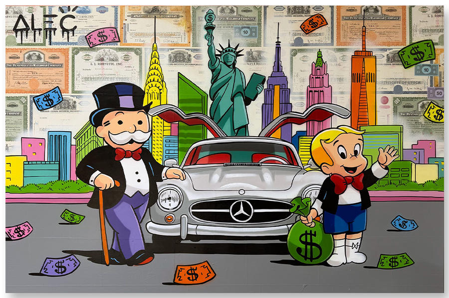Monopoly and Richie Grey Car NYC Skyline