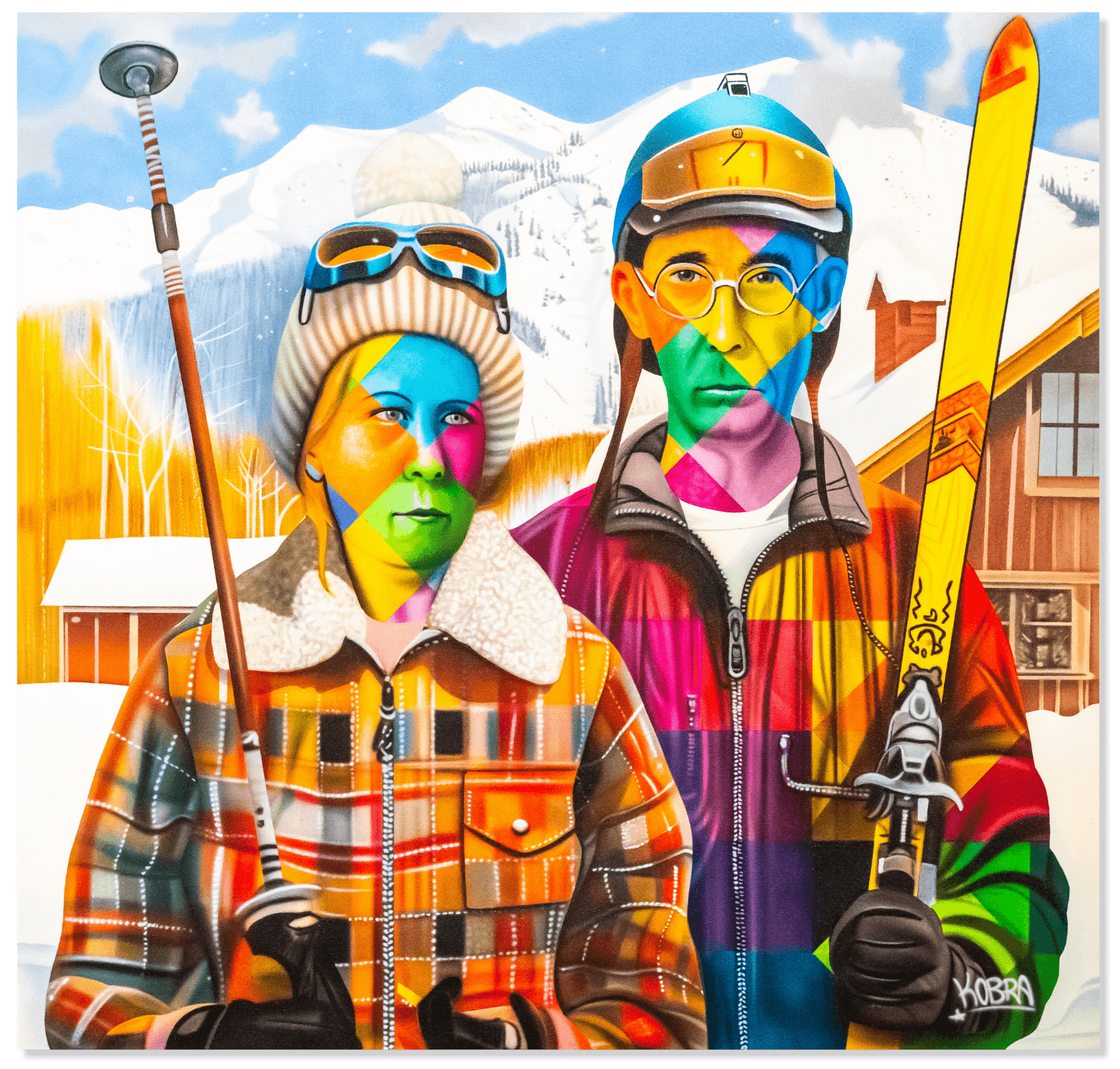 Skiing Couple