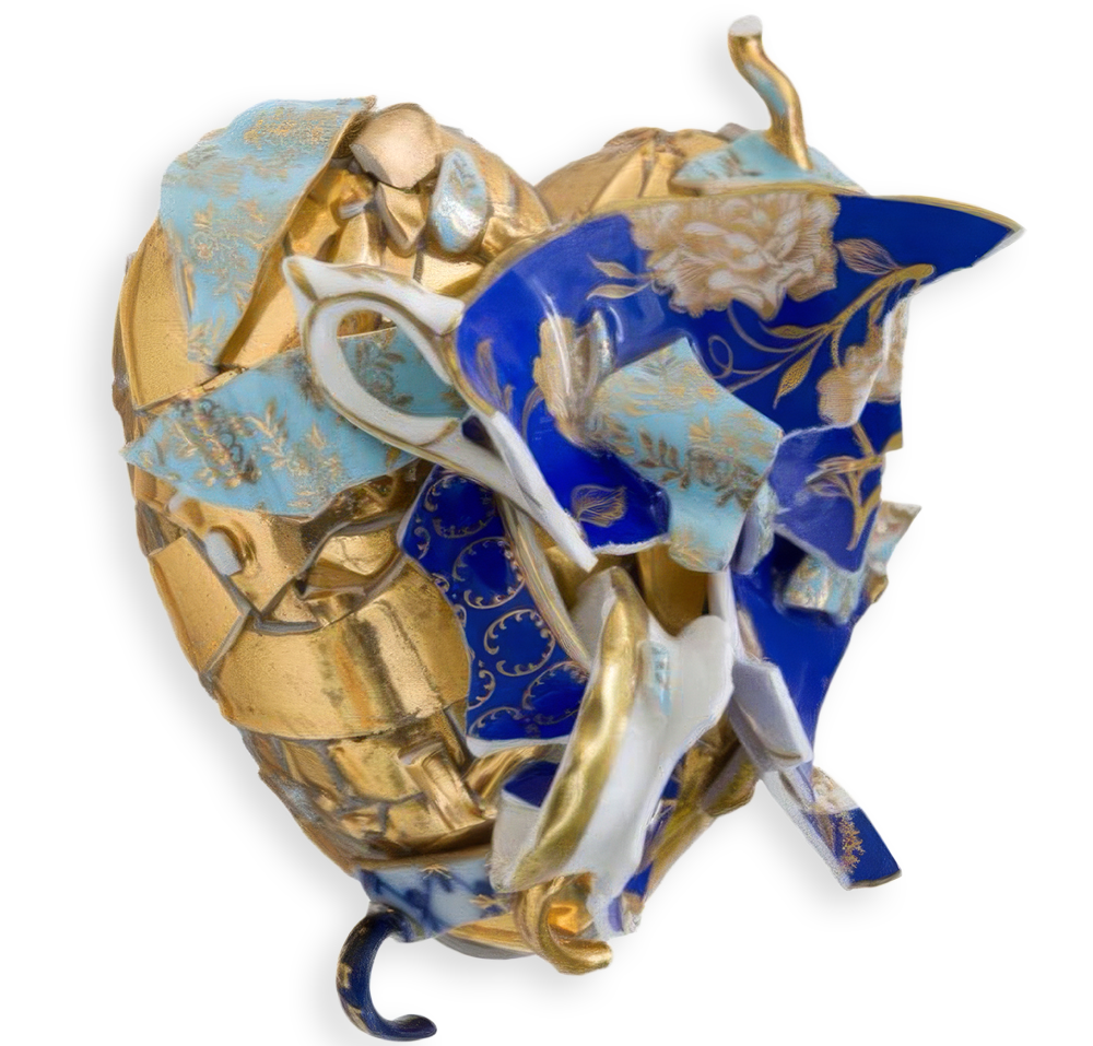 Gold Heart & Vintage Limoges Box - Rafael's 2 Cherub Angels