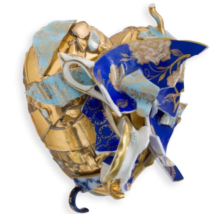 Gold Heart & Vintage Limoges Box - Rafael's 2 Cherub Angels
