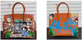 Orange handbag- Monop w woman store shopping double sided