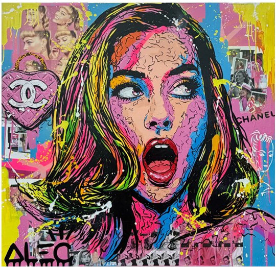 Pink Barbie Chanel series- Bust portrait 40x 40"