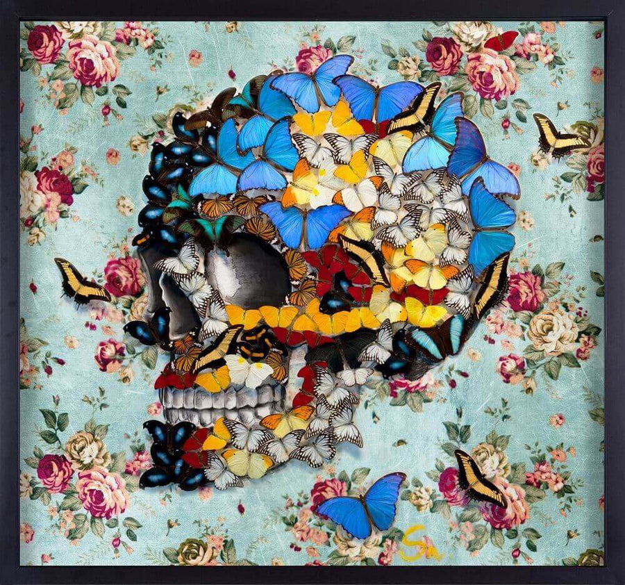 Butterfly Skull and Roses