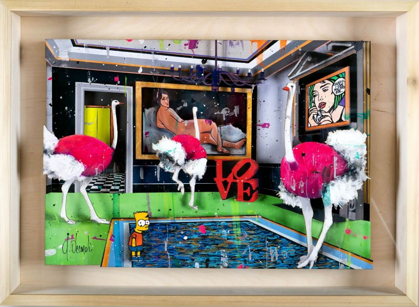 Ostriches Meeting - Papercut