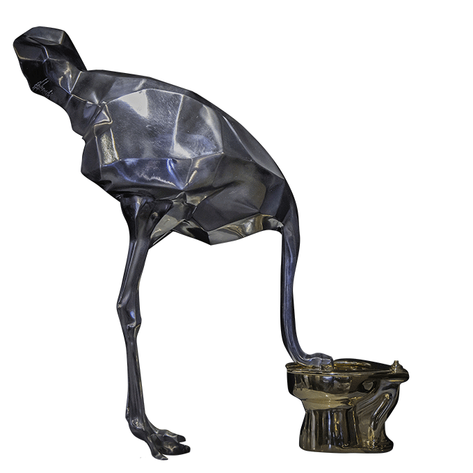 Ostrich Golden Fountain Silver
