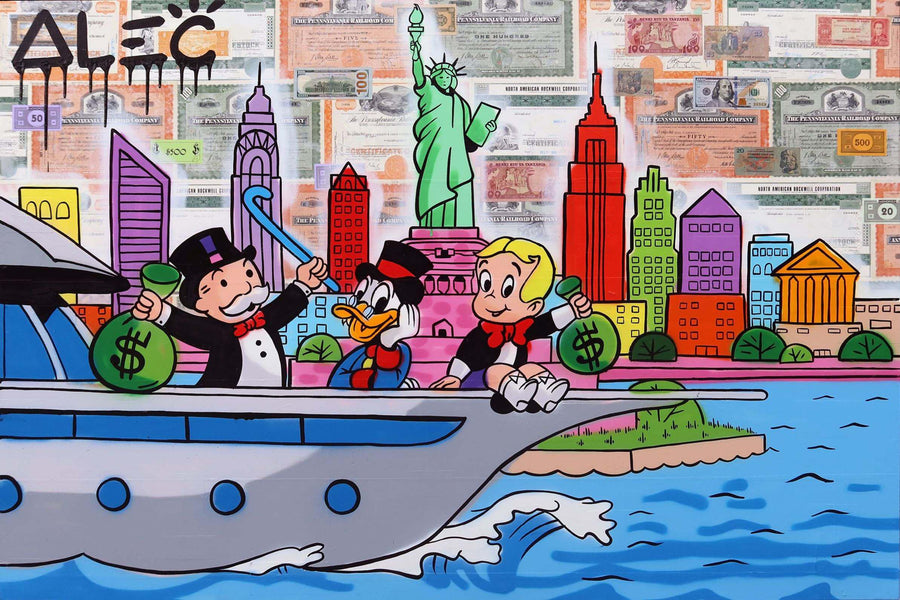 $ Team Yacht Cruising Past Manhattan Painting