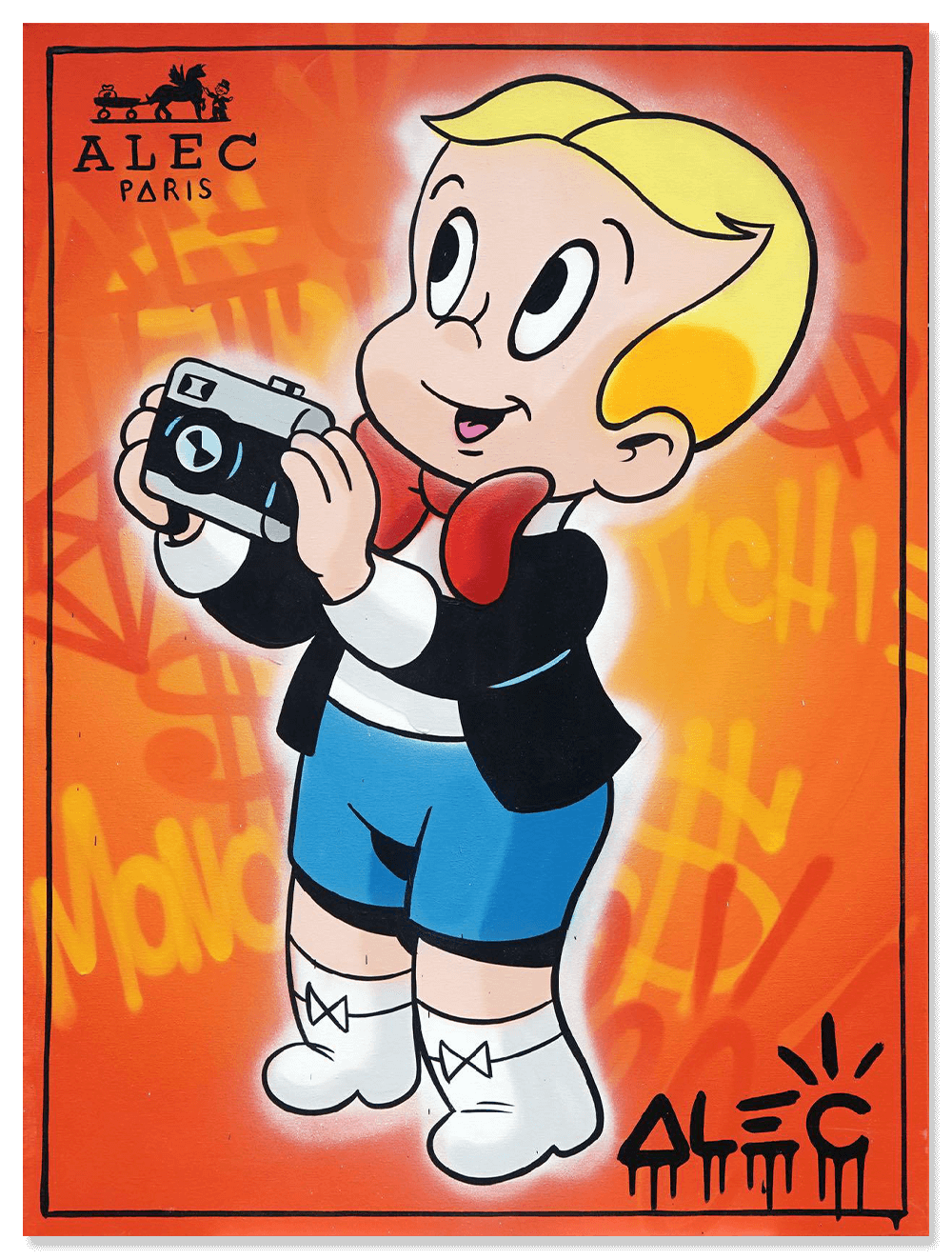 Orange Richie Holding Camera Up