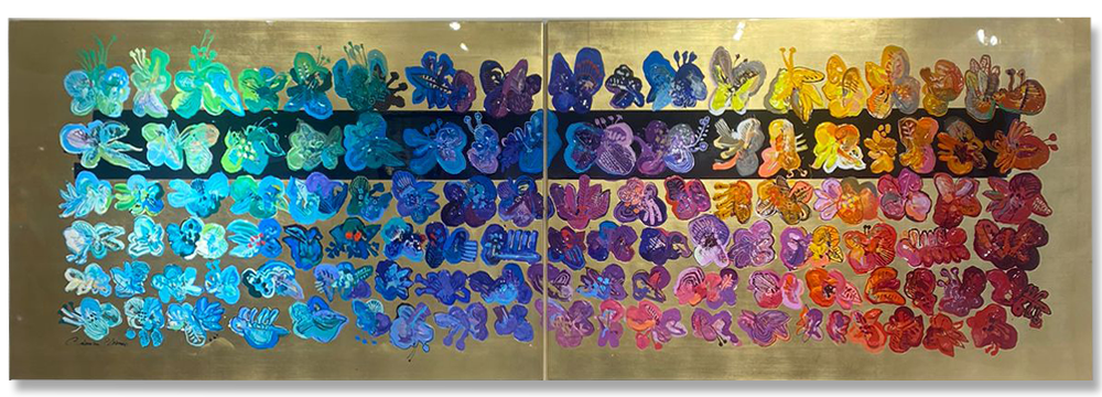Golden Flower Field -  Diptych