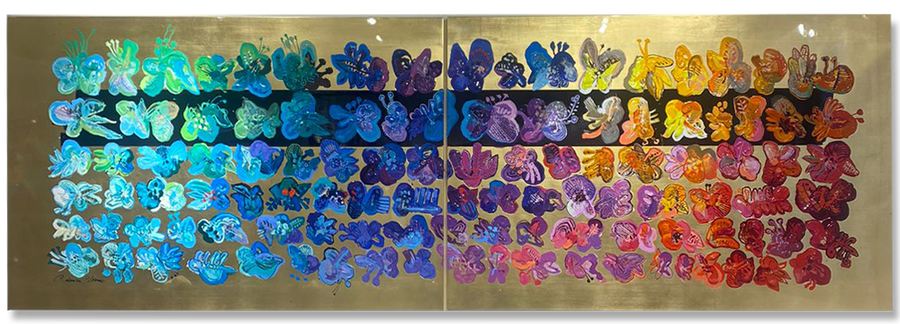 Golden Flower Field -  Diptych