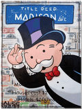 Monopoly Leaning in and Tipping Hat Madison Av.